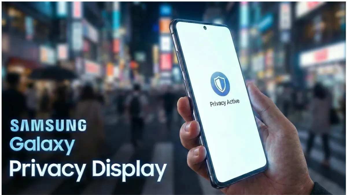 Samsung Galaxy smartphone showing Privacy Display feature in a crowded public place – How Samsung Turned a Simple Privacy Feature Into a Real-Life Problem Solver