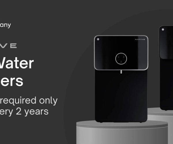 Urban Company Native RO water purifier with sleek black design highlighting low-maintenance service every 2 years – The Ad That Made Water Feel Personal Again